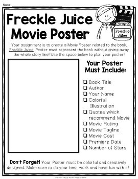 Freckle Juice Project: Create a Movie Poster! (A Fun Book Report Activity)