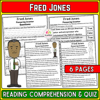 Preview of Fred Jones Nonfiction Reading Comprehension & Quiz, Black History Month Activity