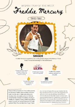 Freddie Mercury - Biography Poster by The Musical Me | TPT