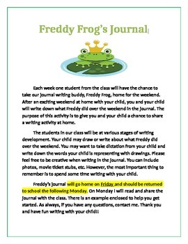 Preview of Freddy Frog Take Home Journal!