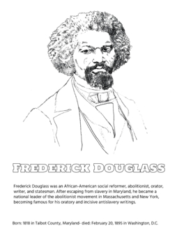 Preview of Frederick Douglass Coloring