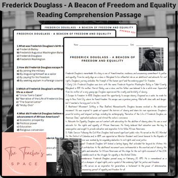 Preview of Frederick Douglass - A Beacon of Freedom and Equality Reading Passage