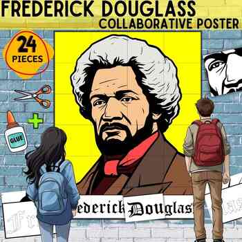 Preview of Frederick Douglass Collaborative Poster Black History Month Craft Bulletin Board