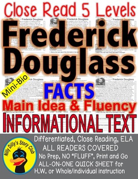 Preview of Frederick Douglass FACTS ALL-READERS-COVERED Close Read 5 Levels