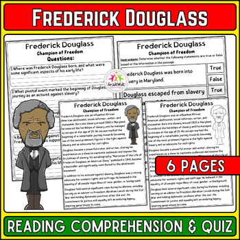 Preview of Frederick Douglass Nonfiction Reading & Quiz | Black History Month Activity