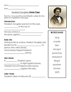 Preview of Frederick Douglass Notes Page