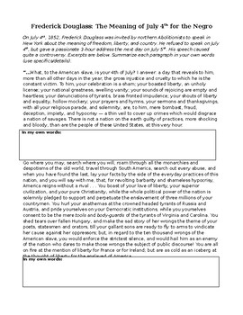 Frederick Douglass 4th Of July Worksheets Teaching Resources Tpt