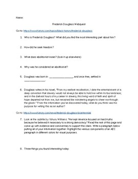 Preview of Frederick Douglass Background Webquest