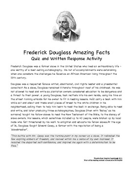 Preview of Frederick Douglass short passage/quiz and written response activity