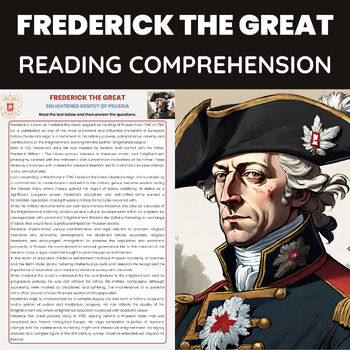 Preview of Frederick the Great Reading Comprehension Prussia Enlightenment Era