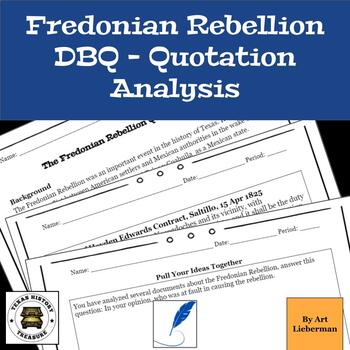 Preview of Fredonian Rebellion Quote Analysis | Mexican National Era | Tx History | DBQ
