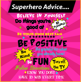 Growth Mindset Poster 11x17 Superhero Mindful Poster, Inspirational