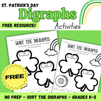 Preview of Free 1st Grade St. Patrick's Day Digraphs Sort - Phonics Activity