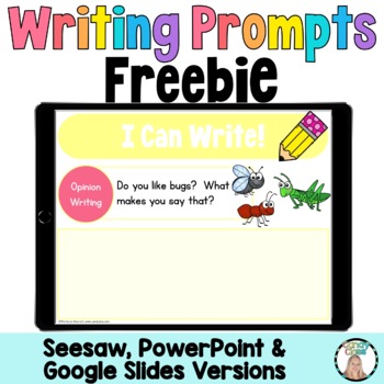 Preview of Free 1st and 2nd Grade Digital Writing Prompts Activity Seesaw Google Slides Use