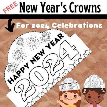 Preview of Free 2024 New Year's Paper Crown Craft