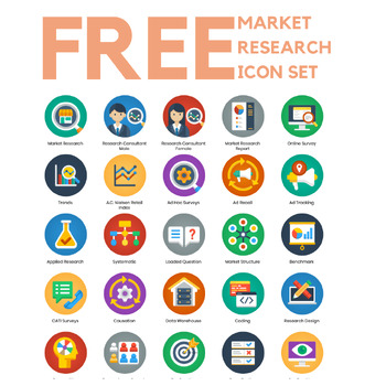 Preview of Free 25 Market Research Icon Set