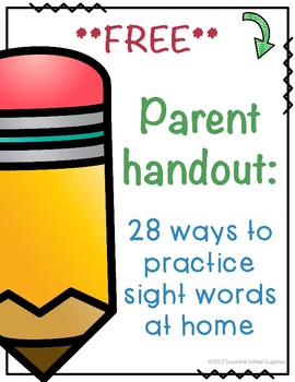 Preview of Free: 28 ways to practice sight words