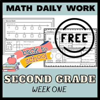 Preview of Free 2nd Grade Daily Math Spiral Review