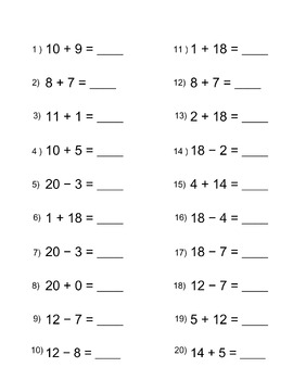 Free 2nd Grade Math Worksheets, Addition and Subtraction Within 100