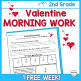 Free 2nd Grade Valentine Morning Work Math & ELA Spiral Review