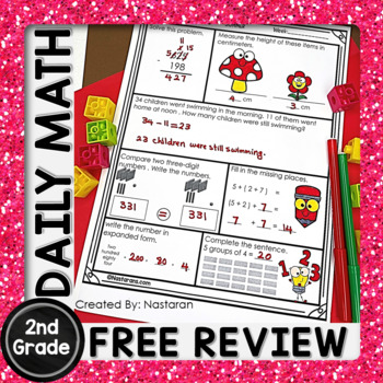 Preview of Free 2nd Grade Morning Work  |  Math Review Packet 2nd Grade Daily