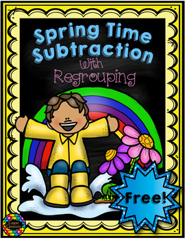 Preview of Free 3.NBT.2 Spring Themed 3 Digit Subtraction With Regrouping