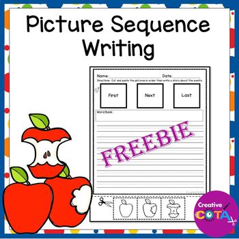 Preview of Free 3 Picture Sequence Writing Activities Cut and Paste