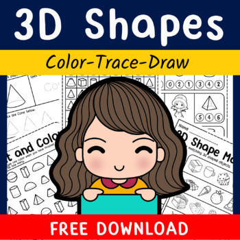 Preview of 3D Shapes Worksheet Pdf, Three Dimensional Shapes Worksheet, Draw 3D Shapes