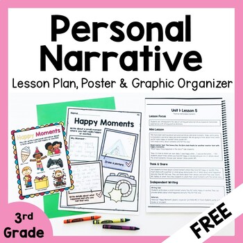 Preview of Free 3rd Grade Personal Narratives Lesson Plan, Poster, and Graphic Organizer