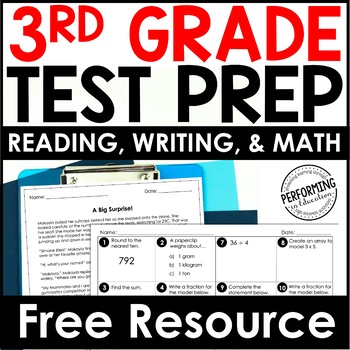 Preview of Free 3rd Grade Test Prep | Math Test Prep, Reading Test Prep, Writing Test Prep