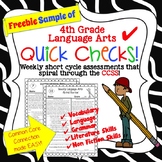 Free 4th Grade LA Common Core Spiral Quick Checks!