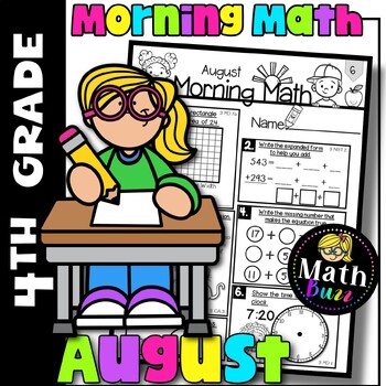 Preview of Free 4th Grade Morning Math for August - Daily Math - Spiral Review for 4th