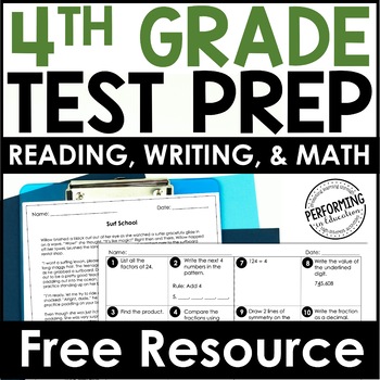 Preview of Free 4th Grade Test Prep | Math Test Prep, Reading Test Prep, Writing Test Prep
