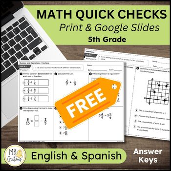 Preview of Free 5th Grade Math Skills Assessments Common Core Standards Based Quick Checks