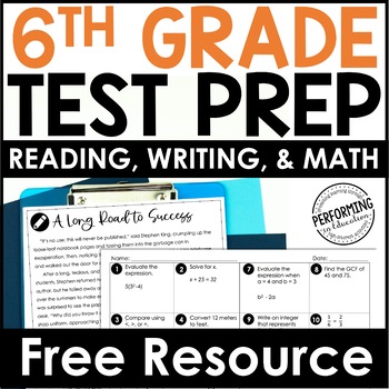 Preview of Free 6th Grade Test Prep | Math Test Prep, Reading Test Prep, Writing Test Prep