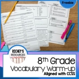 Free 8th Grade Vocabulary for Achievement Warm-up Digital 