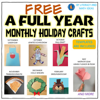 Preview of Free (A Full Year) Monthly Crafts Mother's Day, Spring Crafts, and More