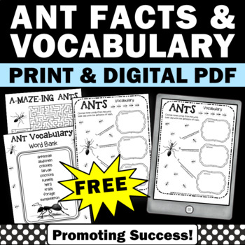 Preview of Free ANTS Science Morning Work 2nd 3rd Grade Vocabulary Homework Spring Summer