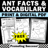 Free ANTS Science Morning Work 2nd 3rd Grade Vocabulary Ho
