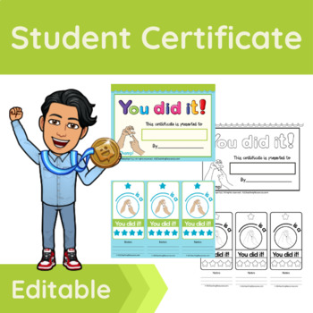 Preview of Free ASL Student Award Certificate, Editable
