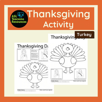 Preview of Free ASL Thanksgiving Activities Turkey Printable Craft