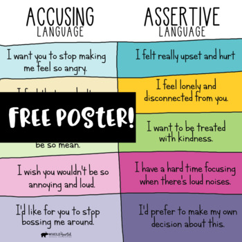 Preview of Free Accusing Versus Assertive Language Handout / SEL Poster