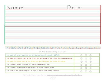 Preview of Free - 2nd-5th Grade I CAN Handwriting Checklist Adaptive Paper