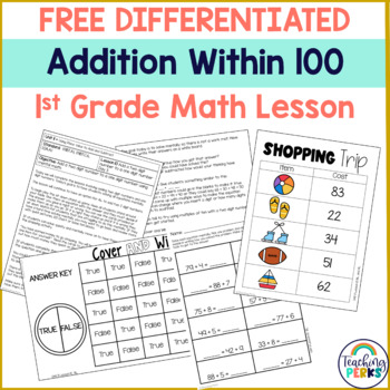 Preview of Free Adding Two Digit Numbers to a One Digit Number Lesson Plan for 1st Grade