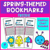 Free Addition Chart Printable Spring Themed Bookmarks