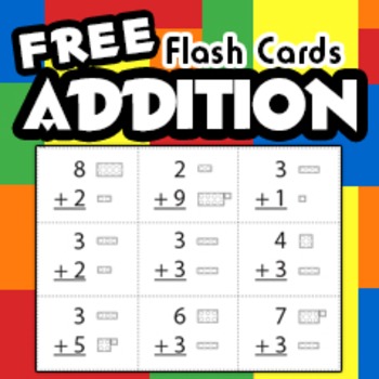 Preview of Free Addition Flash Cards with visuals