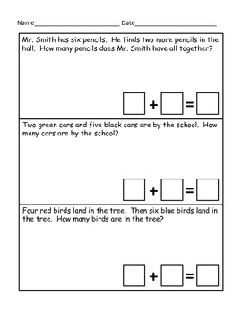 free addition story problems with number sentence organizer by jawteach