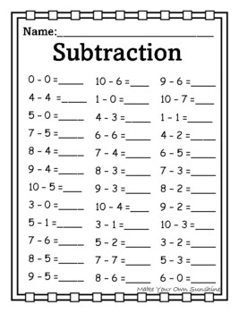 Free Addition and Subtraction within 10 Worksheets by Make Your Own ...