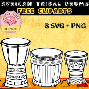 Preview of Free African Tribal Drums Cliparts SVG + PNG for juneteenth