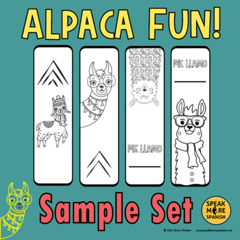 Preview of Free Alpaca or Llama Cut and Coloring Activities for Elementary Spanish and ESL
